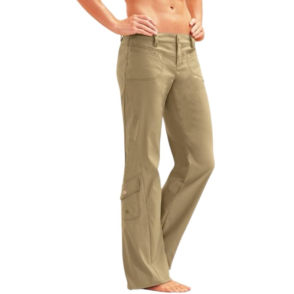 Athleta Khaki Cargo Pants Full Length Size 4T Tall Utility Style